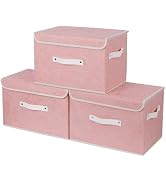 Lucky Monet Small Storage Box with Lids & PU Leather Handles Washable Decorative Storage Boxes Li...