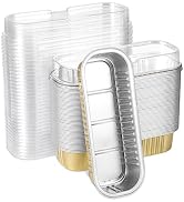 Eoonfirst 50pcs Mini Disposable Foil Rectangle Baking Cups 6.8 oz 6.5 x 2.6 x 2 Inch Aluminum Loa...