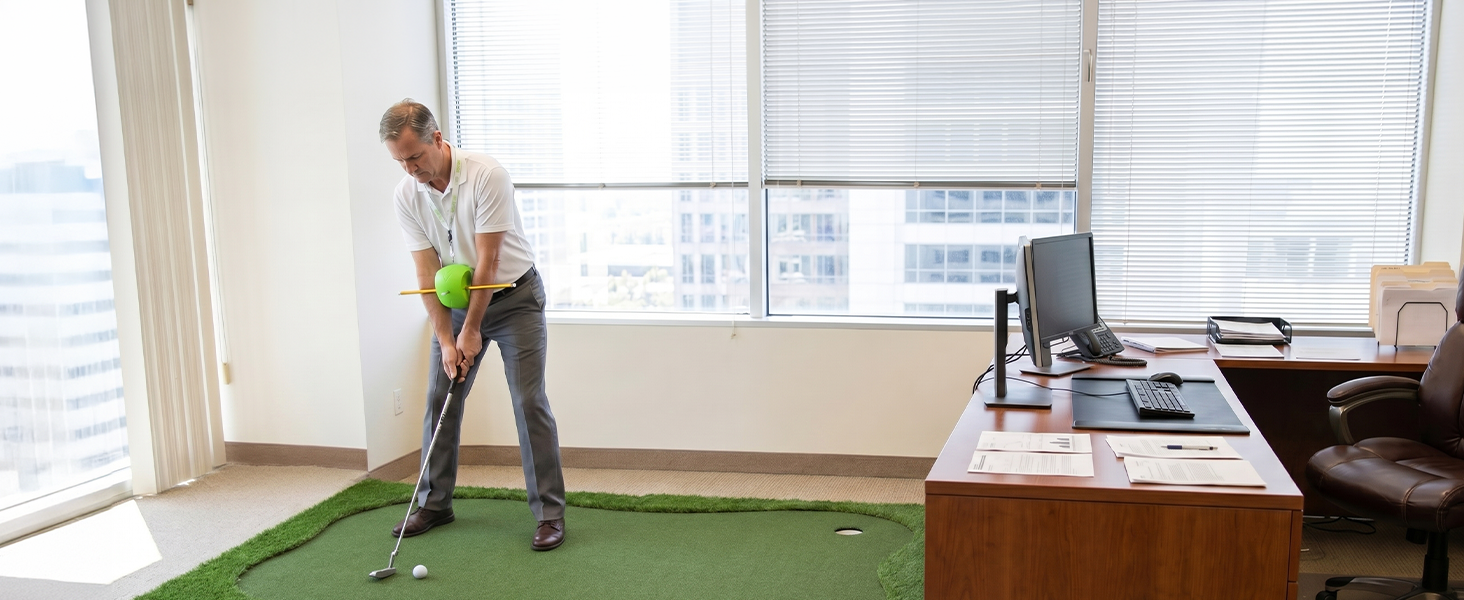 golf swing training at office