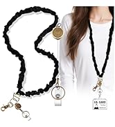 Scrunchie Lanyard Teacher for Id Badges Keys with Retractable Badge Reel Cute Teacher Lanyard for...