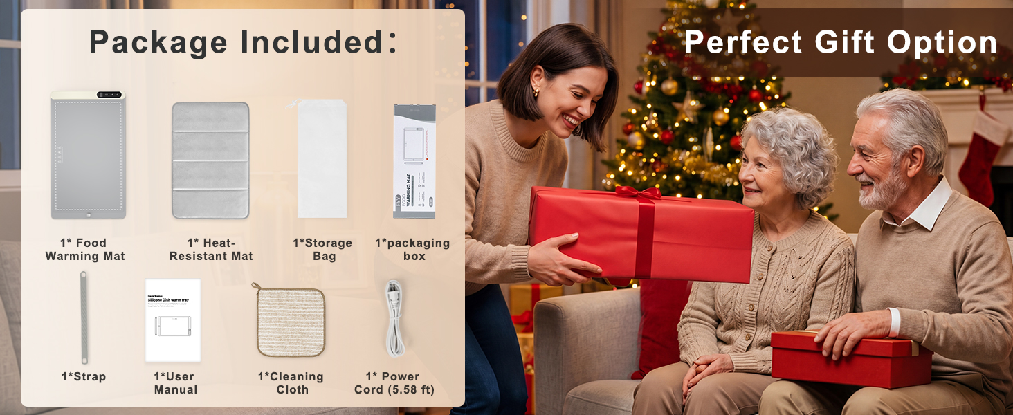 FYY Warming Mat for Food - Rapid and Full Surface Heating, 6 Temp Settings, 6H Timer