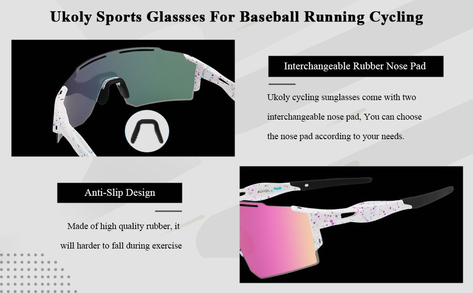 Ukoly Sports Sunglasses For Baseball Running Cycling
