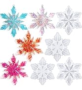 HUAKENER Christmas Resin Molds Silicone - 4 Pcs Big Snowflake Resin Mold, Christmas Ornament Resi...