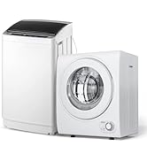 ROVSUN 17.8LBS Full Automatic Washing Machine and 1.5CuFt Portable Clothes Dryer Set, Compact Lau...