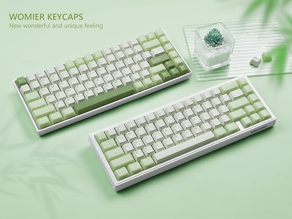 Womier PBT Keycaps Green, Jade Keycaps 60 75 100 Percent, Translucent Key caps Custom