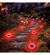 Flacchi Solar Lights Outdoor Waterproof,Red 12 Pack 2-in-1 Ground Lights | Halloween Lights Outdo...