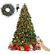 Juegoal 7.5 Foot Artificial Christmas Tree(NOT Pre-Strung), Upgrade with 450 LED Warm White & Col...