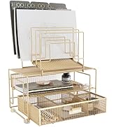 BLU MONACO Workspace Gold Desk Organizer and Accessories Desktop Rack with File sorters and Drawe...