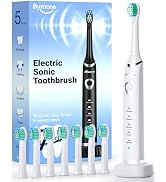 Bymore Electric Toothbrush for Adults,Travel Sonic Toothbrush with 8 Replacement Heads, Ultra Cle...