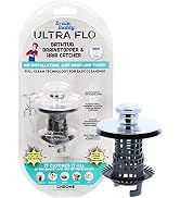 Drain Buddy Ultra Flo No Installation 2 in 1 Clog Preventing Tub Drain Stopper and Hair Catcher f...