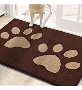 Buganda Dog Door Mat for Muddy Paws, Absorbent Dirt Trapper Washable Indoor Doormats, Non Slip Lo...