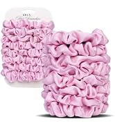 Ultra-Petite Satin Scrunchies for Women – 8PCS Pink Small Hair Ties – Softer Than Silk, No Crease...
