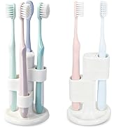 OIZOIZ 2 Pack Rotating Toothbrush Holders for Bathrooms, Toothbrush Storage Collection for Family