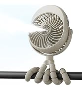 AMACOOL Portable Misting Stroller Fan, Rechargeable Mister Fan with Water Spray, 270°Pivoting, Fl...