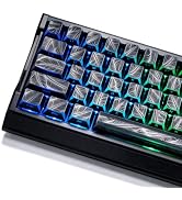 Womier Double Shot Keycaps Shine Through Side Print, Black Feather Texture | 136 Keys Custom Keyc...