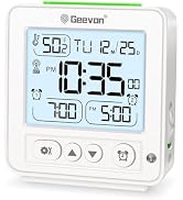 Geevon Small Digital Alarm Clock for Heavy Sleepers, Portable Travel Atomic Clock with Battery Po...