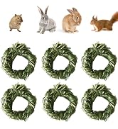 MUYG 6PCS Timothy Hay Toy for Rabbits Bunny Chew Toys for Teeth Timothy Hay Rings for Small Anima...