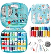 JUNING Sewing Kit with Blue Case Portable Sewing Supplies for Home Traveler, Adults, Beginner, Em...