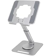 Vearstie 360° Swivel Tablet Stand, Height Adjustable Sit Stand Ergonomic Desk Holder, Full Alumin...