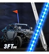Nilight 1PCS 3FT LED Whip Light with Aluminum Base Blue Color Safety Warning Pole Lighted Antenna...