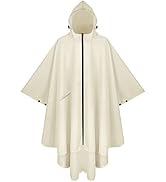 PTEROMY Hooded Rain Poncho for Adult with Zipper, Waterproof Lightweight Unisex Raincoat for Men ...