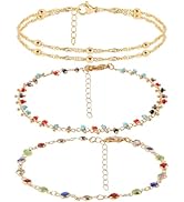 3 Pcs Ankle Bracelets for Women, Women's Gold Anklets for Women Waterproof Non Tarnish Jewelry Go...