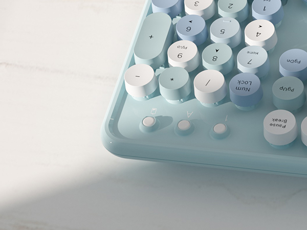 blue colorful wireless keyboard and mouse