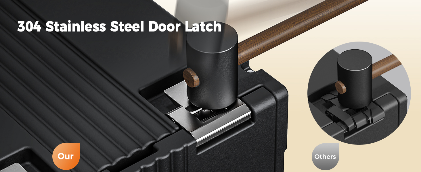 Insulated food carrier with 304 stainless steel door latch