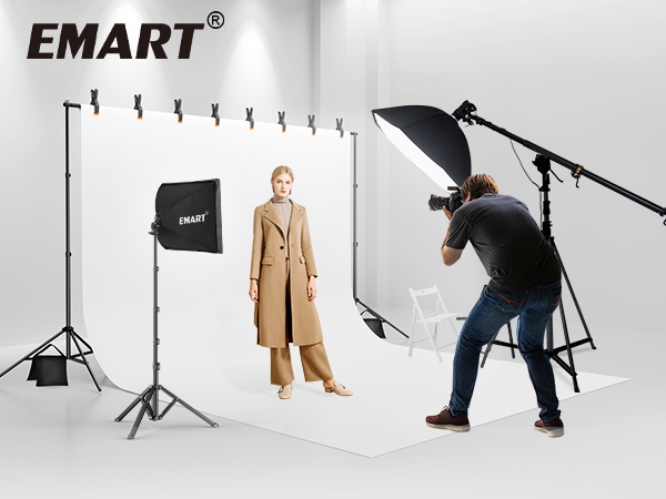 EMART Backdrop Stand 10x7ft Photo Studio Adjustable Background Stand Support Kit phone