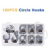 UCEC 150pcs/box Circle Hooks 2X Strong Customized Offset Sport Circle Hooks Black High Carbon Ste...