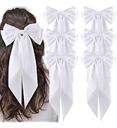 hisial 6Pcs Large Bows Hair Clips for Women Girls Long Tail Hair Ribbon Silky Satin Barrettes Coq...