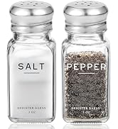 Glass Salt and Pepper Shakers Set by Brighter Barns - Modern Kitchen Decor, Dining Table Countert...