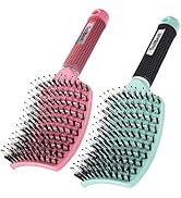 TaiBest Boar Bristle Hair Brush Set - Dry/Wet Hair Brush Detangler for Fine, Thick, Curly Hair - ...
