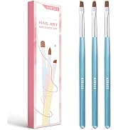 AIRSEE Nail Art Clean Up Brushes, 3 Pcs Painting Brushes for Nails with Flat/Oval/Fine Angled Gel...