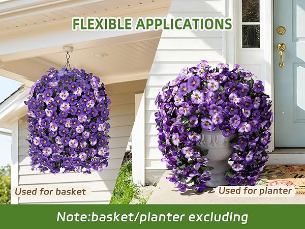 2 Pcs Artificial Pansy,pots and flower baskets not included