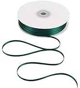 HUIHUANG Solid Color Satin Ribbon 1/8 inch x 100 Yards Roll Ribbon for Crafts (Forest Green)