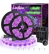 Linstaine 16.4FT Black Light Strip with USB Plug + Battery Box, Adhesive 300LEDs Blacklight Fixtu...