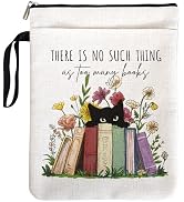 There is No Such Thing As Too Many Books Book Sleeve for Book Lovers Bookish, Black Cat Book Cove...