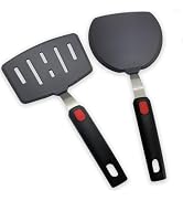 Silicone Spatula Turner Set of 2, Heat Resistant Pancake Spatulas for Nonstick Cookware Pan, Wide...
