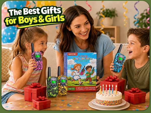 Walkie Talkies for Kids 4 Pack Outdoor Toys Games for Boys Girls