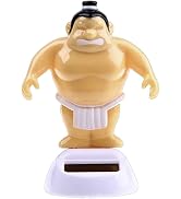 Yellow Sumo Wrestler Solar Power Swinging Car Interior Dashboard Ornament Gift Learning and Educa...