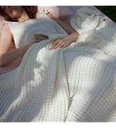 Bedsure Cooling Waffle Queen Size Blanket - Lightweight Cotton Summer Blanket of Rayon Derived fr...