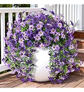 Artificial Flowers for Outdoors, 2 Pcs Fake Hanging Flowers Plants Outdoors Spring Summer Decorat...