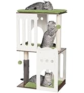 FourFurPets 43.7in 3-Tier Modern Cat Tree Tower Condo, Cat Scratch Posts for Indoor Cats, Big Pla...