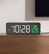 DreamSky Wooden Digital Alarm Clocks for Bedrooms – Desk Clock with Date & Day of Week for Living...
