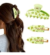 Fruit Claw Clips, Green Large No Crease Hair Clips, 3 PCS | Summer Avocado Clips, Smooth Acrylic,...