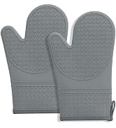 Hovico Silicone Oven Mitts, Heat Resistant 500F Kitchen Mitts 2PCS, 11.6" BPA-Free Soft Baking Gl...