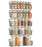Mystozer 5 Pack Spice Rack Seasoning Organizer Wall Mount, Screw or Adhesive Hanging Shelf Basket...