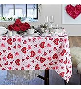 SARAFLORA Valentine's Day Table Cloth Hearts and Arrows Pattern- Rectangle Tablecloth 60x84 Inch-...