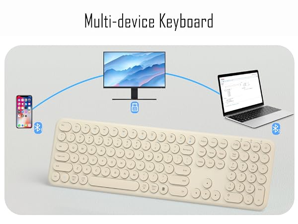 Quiet Bluetooth Keyboard - Multi-Device Aesthetic Wireless Keyboard